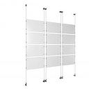 (12) 17'' Width x 11'' Height Clear Acrylic Frame & (6) Wall-to-Wall Aluminum Clear Anodized Cable Systems with (48) Single-Sided Panel Grippers