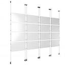 (16) 17'' Width x 11'' Height Clear Acrylic Frame & (8) Wall-to-Wall Aluminum Clear Anodized Cable Systems with (64) Single-Sided Panel Grippers