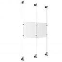 (2) 8-1/2'' Width x 11'' Height Clear Acrylic Frame & (3) Wall-to-Wall Aluminum Clear Anodized Cable Systems with (4) Single-Sided Panel Grippers (2) Double-Sided Panel Grippers