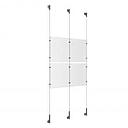 (4) 8-1/2'' Width x 11'' Height Clear Acrylic Frame & (3) Wall-to-Wall Stainless Steel Satin Brushed Cable Systems with (8) Single-Sided Panel Grippers (4) Double-Sided Panel Grippers