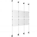 (6) 8-1/2'' Width x 11'' Height Clear Acrylic Frame & (4) Wall-to-Wall Aluminum Clear Anodized Cable Systems with (8) Single-Sided Panel Grippers (8) Double-Sided Panel Grippers