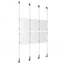 (6) 8-1/2'' Width x 11'' Height Clear Acrylic Frame & (4) Wall-to-Wall Stainless Steel Satin Brushed Cable Systems with (8) Single-Sided Panel Grippers (8) Double-Sided Panel Grippers