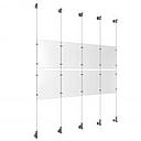 (8) 8-1/2'' Width x 11'' Height Clear Acrylic Frame & (5) Wall-to-Wall Aluminum Clear Anodized Cable Systems with (8) Single-Sided Panel Grippers (12) Double-Sided Panel Grippers