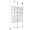 (16) 8-1/2'' Width x 11'' Height Clear Acrylic Frame & (5) Wall-to-Wall Aluminum Clear Anodized Cable Systems with (16) Single-Sided Panel Grippers (24) Double-Sided Panel Grippers