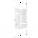 (8) 11'' Width x 8-1/2'' Height Clear Acrylic Frame & (3) Wall-to-Wall Aluminum Clear Anodized Cable Systems with (16) Single-Sided Panel Grippers (8) Double-Sided Panel Grippers