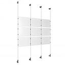 (9) 11'' Width x 8-1/2'' Height Clear Acrylic Frame & (4) Wall-to-Wall Aluminum Clear Anodized Cable Systems with (12) Single-Sided Panel Grippers (12) Double-Sided Panel Grippers