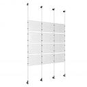 (12) 11'' Width x 8-1/2'' Height Clear Acrylic Frame & (4) Wall-to-Wall Aluminum Clear Anodized Cable Systems with (16) Single-Sided Panel Grippers (16) Double-Sided Panel Grippers