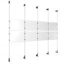 (8) 11'' Width x 8-1/2'' Height Clear Acrylic Frame & (5) Wall-to-Wall Aluminum Clear Anodized Cable Systems with (8) Single-Sided Panel Grippers (18) Double-Sided Panel Grippers