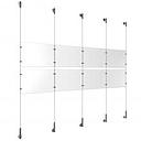 (8) 11'' Width x 8-1/2'' Height Clear Acrylic Frame & (5) Wall-to-Wall Stainless Steel Satin Brushed Cable Systems with (8) Single-Sided Panel Grippers (18) Double-Sided Panel Grippers