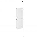 (2) 11'' Width x 17'' Height Clear Acrylic Frame & (1) Wall-to-Wall Aluminum Clear Anodized Cable Systems with (4) Single-Sided Panel Grippers (4) Double-Sided Panel Grippers