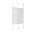 (8) 17'' Width x 11'' Height Clear Acrylic Frame & (3) Wall-to-Wall Stainless Steel Satin Brushed Cable Systems with (16) Single-Sided Panel Grippers (8) Double-Sided Panel Grippers