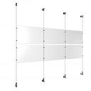 (6) 17'' Width x 11'' Height Clear Acrylic Frame & (4) Wall-to-Wall Aluminum Clear Anodized Cable Systems with (8) Single-Sided Panel Grippers (8) Double-Sided Panel Grippers