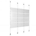 (12) 17'' Width x 11'' Height Clear Acrylic Frame & (4) Wall-to-Wall Stainless Steel Satin Brushed Cable Systems with (16) Single-Sided Panel Grippers (16) Double-Sided Panel Grippers