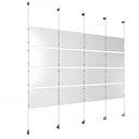 (16) 17'' Width x 11'' Height Clear Acrylic Frame & (5) Wall-to-Wall Aluminum Clear Anodized Cable Systems with (16) Single-Sided Panel Grippers (24) Double-Sided Panel Grippers