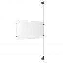 (1) 17'' Width x 11'' Height Clear Acrylic Frame & (1) Wall-to-Wall Aluminum Clear Anodized Cable Systems with (2) Single-Sided Panel Grippers (2) Double-Sided Panel Grippers