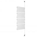 (4) 17'' Width x 11'' Height Clear Acrylic Frame & (1) Wall-to-Wall Stainless Steel Satin Brushed Cable Systems with (8) Single-Sided Panel Grippers (8) Double-Sided Panel Grippers