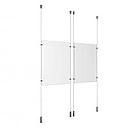 (2) 11'' Width x 17'' Height Clear Acrylic Frame & (4) Ceiling-to-Floor Aluminum Clear Anodized Cable Systems with (8) Single-Sided Panel Grippers