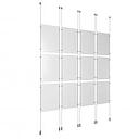 (12) 11'' Width x 17'' Height Clear Acrylic Frame & (8) Ceiling-to-Floor Aluminum Clear Anodized Cable Systems with (48) Single-Sided Panel Grippers