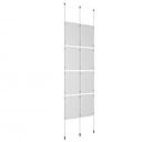 (8) 11'' Width x 17'' Height Clear Acrylic Frame & (3) Ceiling-to-Floor Aluminum Clear Anodized Cable Systems with (16) Single-Sided Panel Grippers (8) Double-Sided Panel Grippers