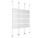 (12) 11'' Width x 8-1/2'' Height Clear Acrylic Frame & (6) Ceiling-to-Floor Aluminum Clear Anodized Cable Systems with (48) Single-Sided Panel Grippers