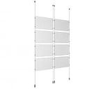 (8) 17'' Width x 11'' Height Clear Acrylic Frame & (4) Ceiling-to-Floor Aluminum Clear Anodized Cable Systems with (32) Single-Sided Panel Grippers