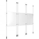 (3) 11'' Width x 17'' Height Clear Acrylic Frame & (6) Ceiling-to-Floor Aluminum Chrome Polished Cable Systems with (12) Single-Sided Panel Grippers