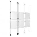 (6) 8-1/2'' Width x 11'' Height Clear Acrylic Frame & (6) Ceiling-to-Floor Aluminum Chrome Polished Cable Systems with (24) Single-Sided Panel Grippers