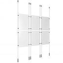 (6) 11'' Width x 17'' Height Clear Acrylic Frame & (6) Ceiling-to-Floor Stainless Steel Satin Brushed Cable Systems with (24) Single-Sided Panel Grippers