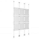 (9) 11'' Width x 17'' Height Clear Acrylic Frame & (6) Ceiling-to-Floor Stainless Steel Satin Brushed Cable Systems with (36) Single-Sided Panel Grippers