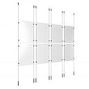 (8) 11'' Width x 17'' Height Clear Acrylic Frame & (8) Ceiling-to-Floor Stainless Steel Satin Brushed Cable Systems with (32) Single-Sided Panel Grippers