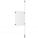 (1) 11'' Width x 17'' Height Clear Acrylic Frame & (1) Ceiling-to-Floor Stainless Steel Satin Brushed Cable Systems with (2) Single-Sided Panel Grippers (2) Double-Sided Panel Grippers