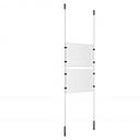 (2) 11'' Width x 8-1/2'' Height Clear Acrylic Frame & (2) Ceiling-to-Floor Stainless Steel Satin Brushed Cable Systems with (8) Single-Sided Panel Grippers