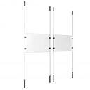 (2) 11'' Width x 8-1/2'' Height Clear Acrylic Frame & (4) Ceiling-to-Floor Stainless Steel Satin Brushed Cable Systems with (8) Single-Sided Panel Grippers