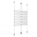 (6) 11'' Width x 8-1/2'' Height Clear Acrylic Frame & (4) Ceiling-to-Floor Stainless Steel Satin Brushed Cable Systems with (24) Single-Sided Panel Grippers