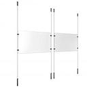 (2) 17'' Width x 11'' Height Clear Acrylic Frame & (4) Ceiling-to-Floor Stainless Steel Satin Brushed Cable Systems with (8) Single-Sided Panel Grippers