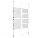 (8) 17'' Width x 11'' Height Clear Acrylic Frame & (4) Ceiling-to-Floor Stainless Steel Satin Brushed Cable Systems with (32) Single-Sided Panel Grippers