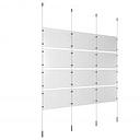 (12) 17'' Width x 11'' Height Clear Acrylic Frame & (4) Ceiling-to-Floor Stainless Steel Satin Brushed Cable Systems with (16) Single-Sided Panel Grippers (16) Double-Sided Panel Grippers