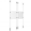 (2) 8-1/2'' Width x 11'' Height Clear Acrylic Frame & (4) Ceiling-to-Floor Stainless Steel Satin Brushed Cable Systems with (8) Single-Sided Panel Grippers