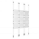 (9) 8-1/2'' Width x 11'' Height Clear Acrylic Frame & (6) Ceiling-to-Floor Stainless Steel Satin Brushed Cable Systems with (36) Single-Sided Panel Grippers