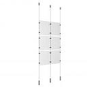 (6) 8-1/2'' Width x 11'' Height Clear Acrylic Frame & (3) Ceiling-to-Floor Stainless Steel Satin Brushed Cable Systems with (12) Single-Sided Panel Grippers (6) Double-Sided Panel Grippers