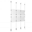 (6) 8-1/2'' Width x 11'' Height Clear Acrylic Frame & (4) Ceiling-to-Floor Stainless Steel Satin Brushed Cable Systems with (8) Single-Sided Panel Grippers (8) Double-Sided Panel Grippers