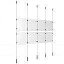 (8) 8-1/2'' Width x 11'' Height Clear Acrylic Frame & (5) Ceiling-to-Floor Stainless Steel Satin Brushed Cable Systems with (8) Single-Sided Panel Grippers (12) Double-Sided Panel Grippers