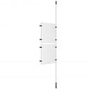 (2) 8-1/2'' Width x 11'' Height Clear Acrylic Frame & (1) Ceiling-to-Floor Stainless Steel Satin Brushed Cable Systems with (4) Single-Sided Panel Grippers (4) Double-Sided Panel Grippers