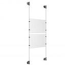 (2) 11'' Width x 8-1/2'' Height Clear Acrylic Frame & (2) Aluminum Clear Anodized Adjustable Angle Cable Systems with (8) Single-Sided Panel Grippers