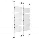 (8) 11'' Width x 8-1/2'' Height Clear Acrylic Frame & (4) Stainless Steel Satin Brushed Adjustable Angle Cable Systems with (32) Single-Sided Panel Grippers