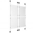 (4) 11'' Width x 17'' Height Clear Acrylic Frame & (4) Aluminum Clear Anodized Adjustable Angle Cable Systems with (16) Single-Sided Panel Grippers