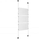 (3) 17'' Width x 11'' Height Clear Acrylic Frame & (2) Stainless Steel Satin Brushed Adjustable Angle Cable Systems with (12) Single-Sided Panel Grippers