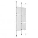 (6) 11'' Width x 17'' Height Clear Acrylic Frame & (3) Aluminum Clear Anodized Adjustable Angle Cable Systems with (12) Single-Sided Panel Grippers (6) Double-Sided Panel Grippers