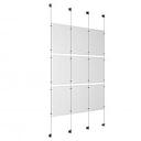 (9) 11'' Width x 17'' Height Clear Acrylic Frame & (4) Aluminum Clear Anodized Adjustable Angle Cable Systems with (12) Single-Sided Panel Grippers (12) Double-Sided Panel Grippers