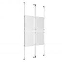 (4) 11'' Width x 17'' Height Clear Acrylic Frame & (4) Aluminum Clear Anodized Adjustable Angle Signature Cable Systems with (16) Single-Sided Panel Grippers